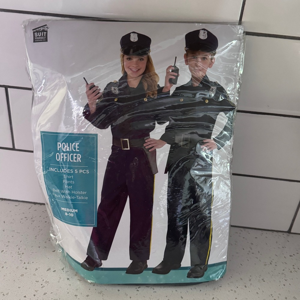 Suit Yourself Kids Police Officer Costume 5pc Set Navy Blue Medium 8-10 841087